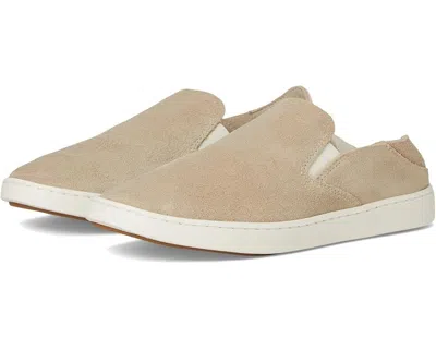 Olukai Pehuea Luxe Women's Tapa Suede Round Toe Slip-on Comfort Shoes Ver440 In Neutral