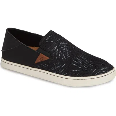 Olukai 'pehuea' Slip-on Sneaker In Black/palm Fabric