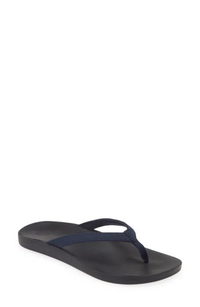 Olukai Puawe Flip Flop In Deepest Depths/black