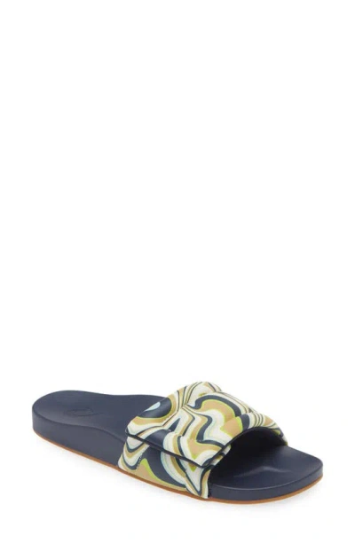 Olukai Sunbeam Slide Sandal In Deepest Depths / Swirl