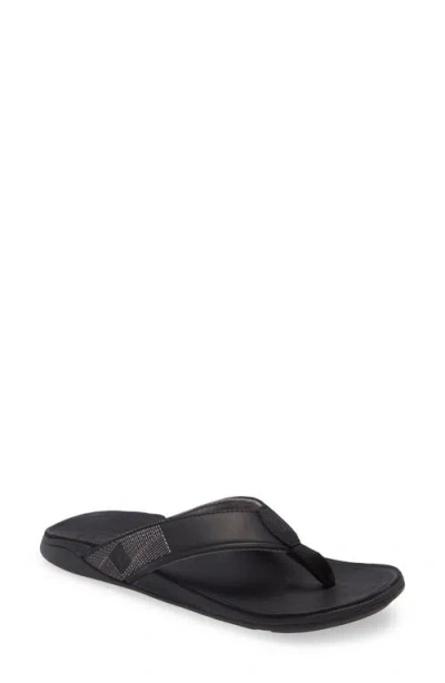 Olukai Tuahine Waterproof Flip Flop In Black