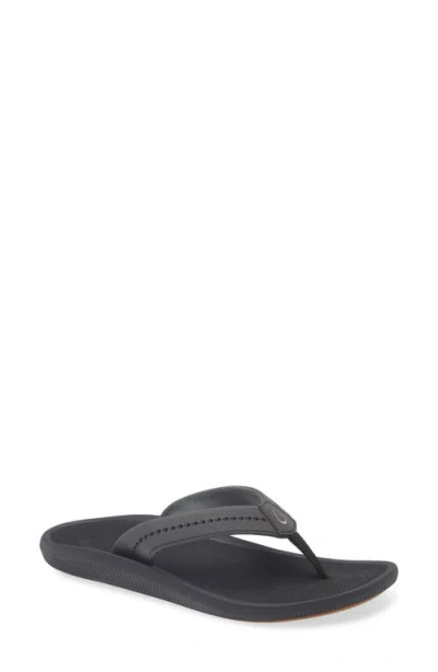 Olukai Ulele Water Resistant Flip Flop In Black