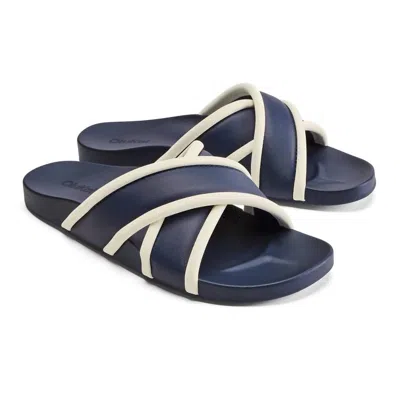 Olukai Women's Ani Beach Sandal In Mood Indigo/white Sand In Multi
