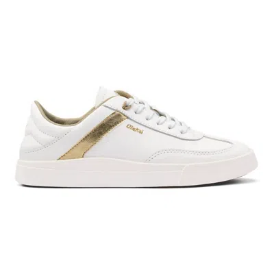 Olukai Women's Ha'upu Leather Sneakers In White/white Gold In Multi