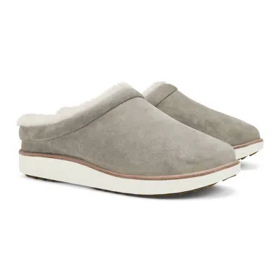 Olukai Women's Mani Leather Mule Slippers In Tuape Grey/golden Sand In Gray