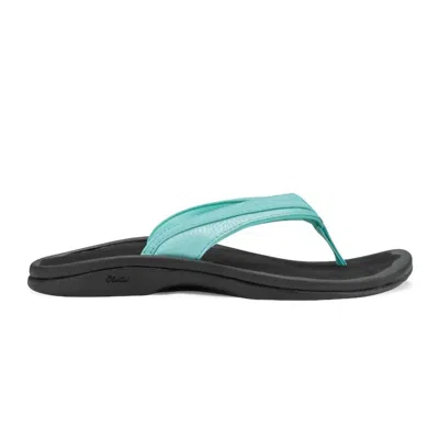 OLUKAI WOMEN'S OHANA BEACH SANDALS IN SEA GLASS / BLACK