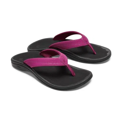 Olukai Women's Ohana Synthetic Sandals In Orchid Flower/black In Multi