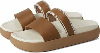 Olukai Women's Pae Leather Slide Sandals In Tan/white Sand In Multi