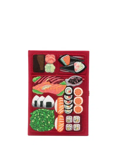 Olympia Le-tan Bento Box Embroidered Clutch Bag In Red