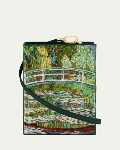 Olympia Le-tan Bridge Over A Pond Of Water Lillies Monet Book Clutch Bag In Vert Vif