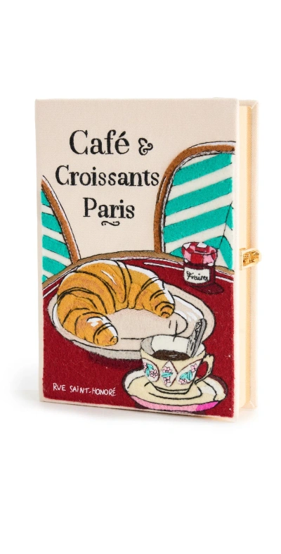 Olympia Le-tan Café And Croissants Book Clutch Nacre