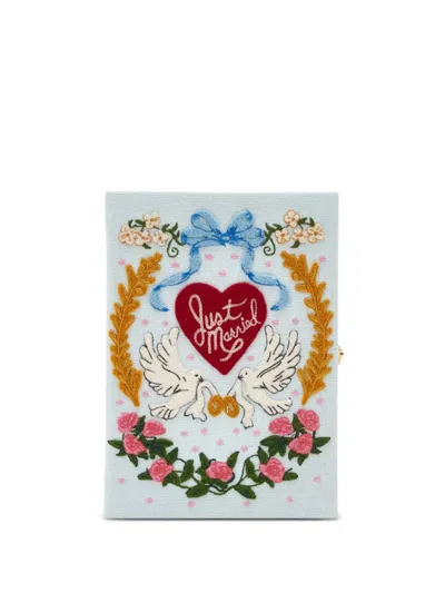 Olympia Le-tan Embroidered-doves Clutch Bag In Blue