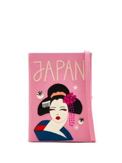 Olympia Le-tan Embroidered-geisha Clutch Bag In Pink