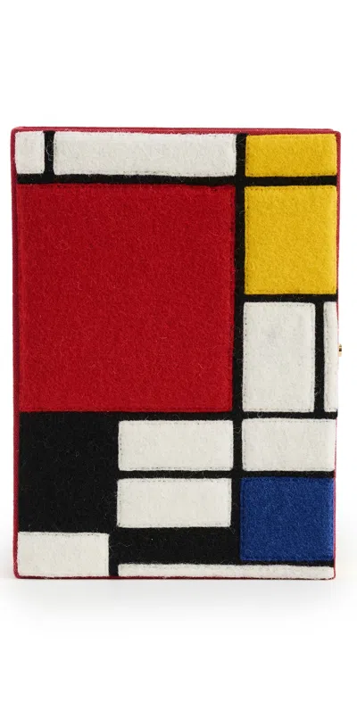 Olympia Le-tan Mondrian Red Book Clutch Bordeaux Latim