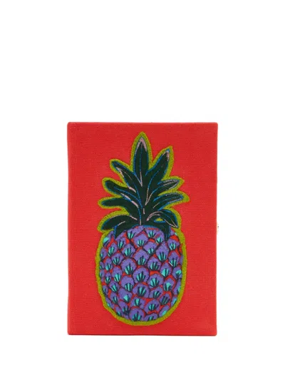Olympia Le-tan Pineapple-embroidery Clutch Bag In Red