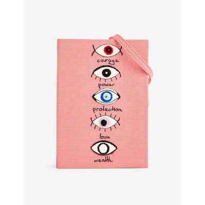 Olympia Le-tan Womens Blush Eyes Protection Cotton-blend Clutch In Pink