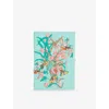 OLYMPIA LE-TAN WOMENS AQUAMARINE OLYMPIA LE-TAN X WARNER HOUSE BIRDS & BLOSSOM EMBROIDERED BOOK COTTON-BLEND CLUTCH