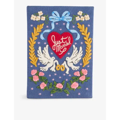 Olympia Le-tan Womens Ocean Just Married Embroidered Book Cotton-blend Clutch Bag