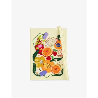 Olympia Le-tan Womens  X Poppy Magda Juicy Embroidered Book Cotton-blend Clutch Bag In Multi