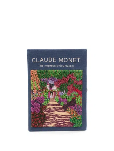 Olympia Le-tan Claude Monet Embroidered Clutch Bag In Blue