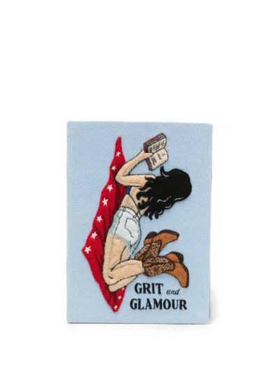 Olympia Le-tan Grit And Glamour Embroidered Clutch Bag In Blue
