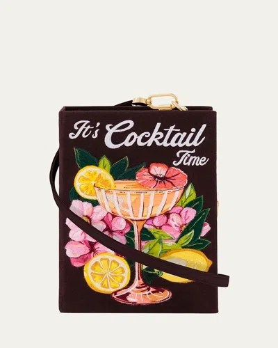 Olympia Le-tan It's Cocktail Time Book Clutch Bag With Strap In Brown