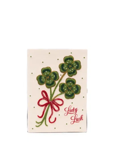 Olympia Le-tan Lady Luck Embroidered Clutch Bag In Neutral
