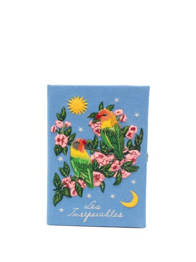 Olympia Le-tan Les Inséparables Parables Embroidered Clutch Bags In Blue