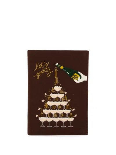 Olympia Le-tan Let's Party Embroidered Book Clutch Bag In Brown