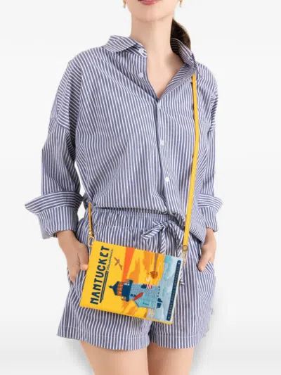 Olympia Le-tan Nantucket Embroidered Book Clutch Bag In Yellow