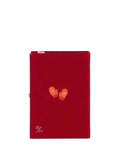 Olympia Le-tan Ski In Aspen Embroidered Book Mini Bag In Red