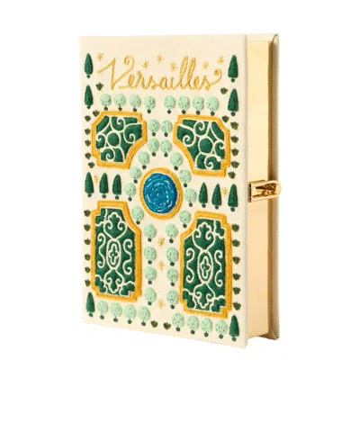 Olympia Le-tan Versailles Appliquéd Embroidered Canvas Clutch In Nude