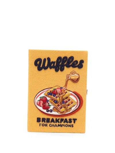 Olympia Le-tan Waffles Breakfast For Champions Embroidered Clutch Bag In Yellow