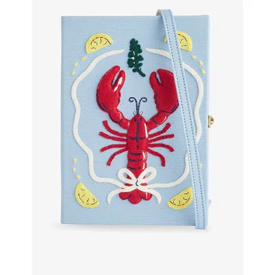 Olympia Le-tan Womens Cornflower It Lobster Embroidered Book Clutch Bag