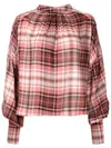 Olympiah Check-print Round Neck Blouse In Red