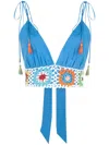 Olympiah Crochet-trim Cropped Top In Blue