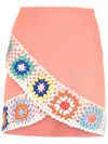 Olympiah Crochet Wrap-front Mini Skirt In Pink