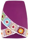 Olympiah Crochet Wrap-front Mini Skirt In Purple