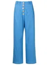 Olympiah Cropped Button-front Trousers In Blue