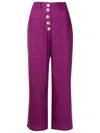 Olympiah Cropped Button-front Trousers In Purple