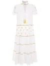 Olympiah Embroidered Midi Dress In White