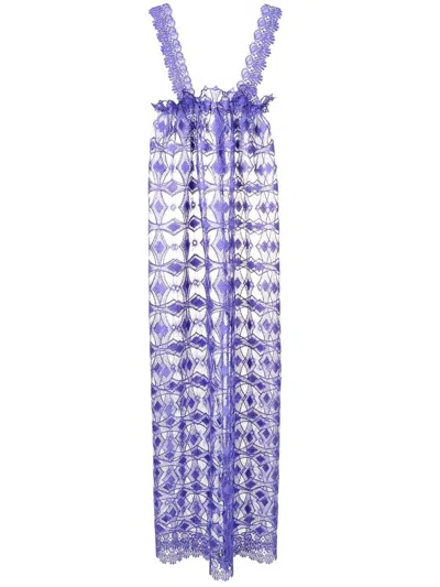 Olympiah Floral Lace-embroidered Sleeveless Dress In Blue