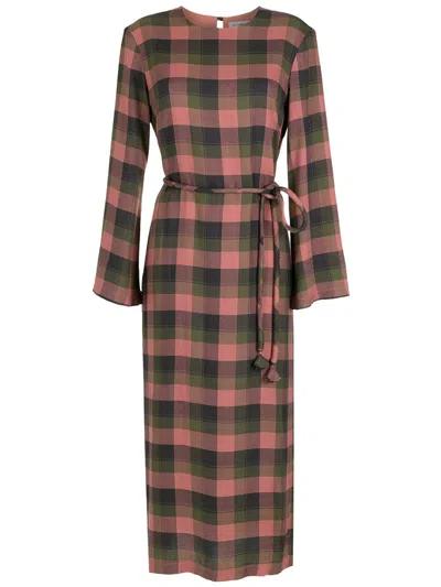 Olympiah Folk Checkered Shirt Dress In Multicolour