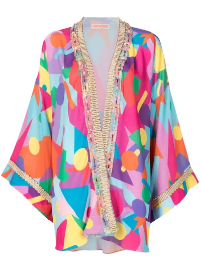 Olympiah Geometric-print Embroidered Kimono In Multicolour