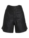Olympiah High-waist Button-front Leather Shorts