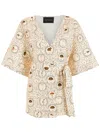 Olympiah Mushroom-print Tie-waist Top In Neutrals
