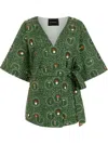 Olympiah Mushroom-print Wrap Top In Green