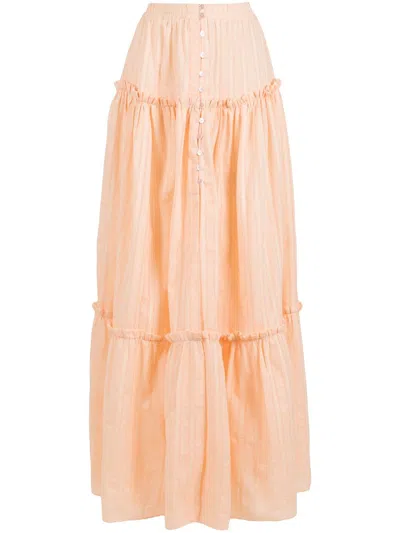 Olympiah Saia Tiered Maxi Skirt In Orange