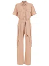 Olympiah Short-sleeve Buttoned Jumpsuit In Neutrals