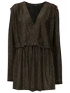 Olympiah V-neck Lurex Mini Dress In Black